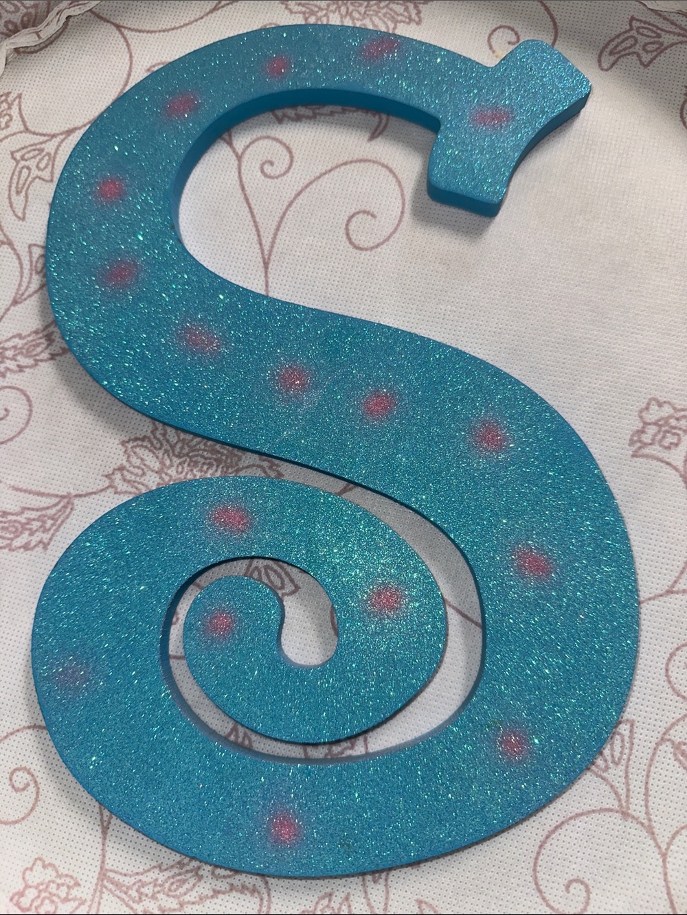 Blue Glitter Wooden Letter S - Decorative Door, Wall or Party Accent